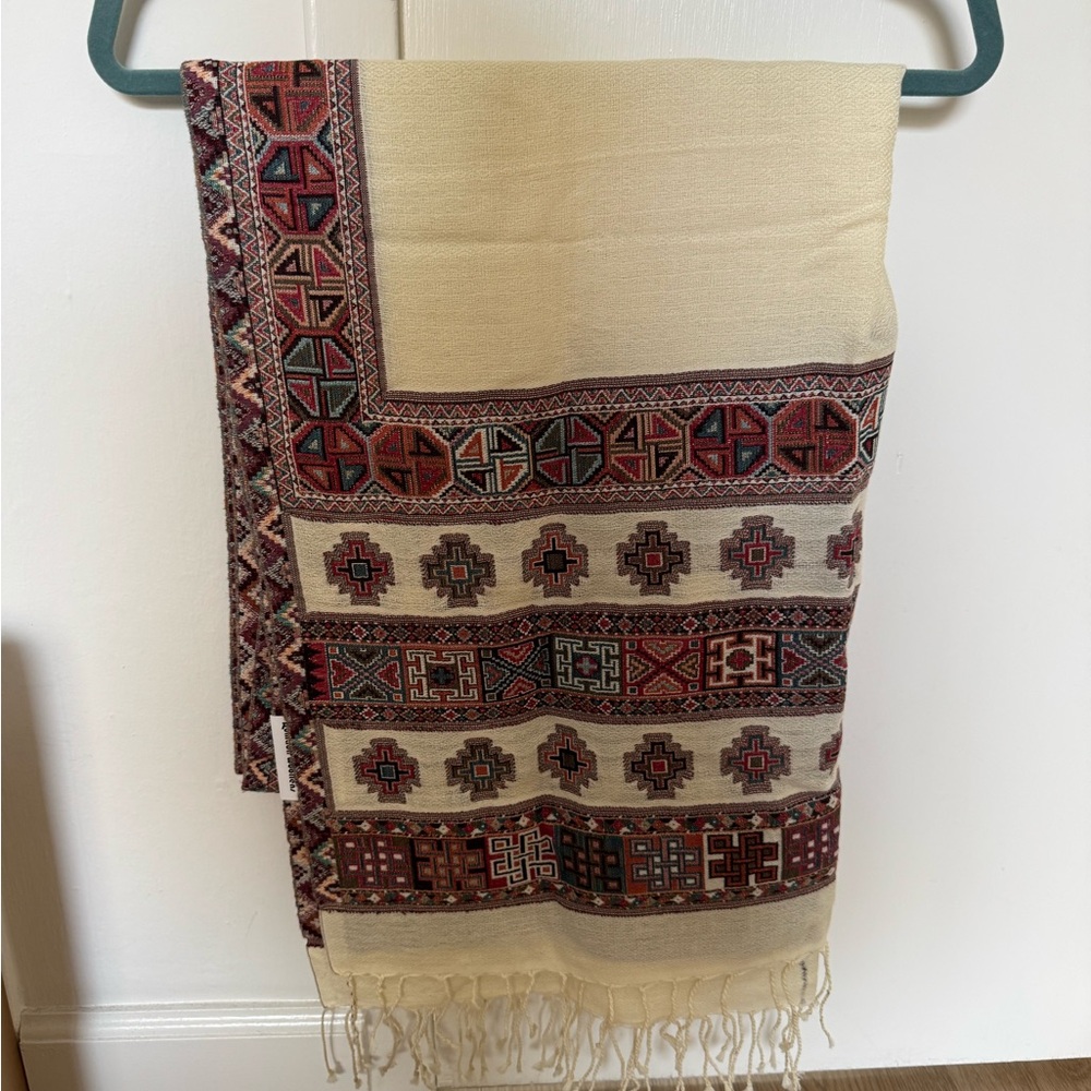 Bohemian Patterned Scarf with Fringe